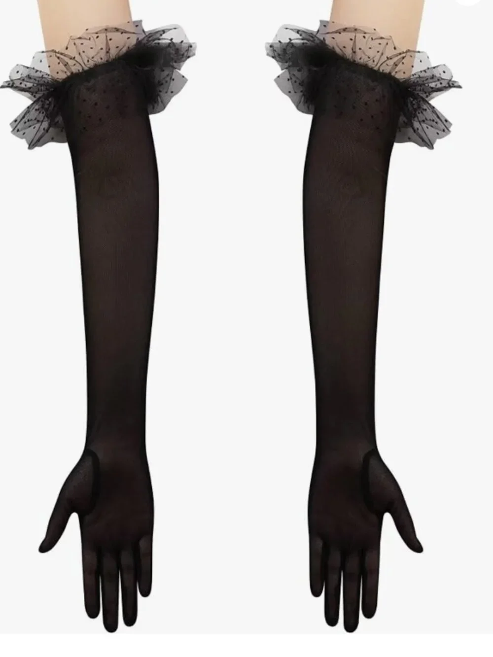 Long Lace Opera Black Gloves